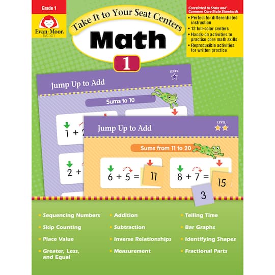 Evan-Moor Educational Publishers Take It to Your Seat Math Centers Book, Grade 1